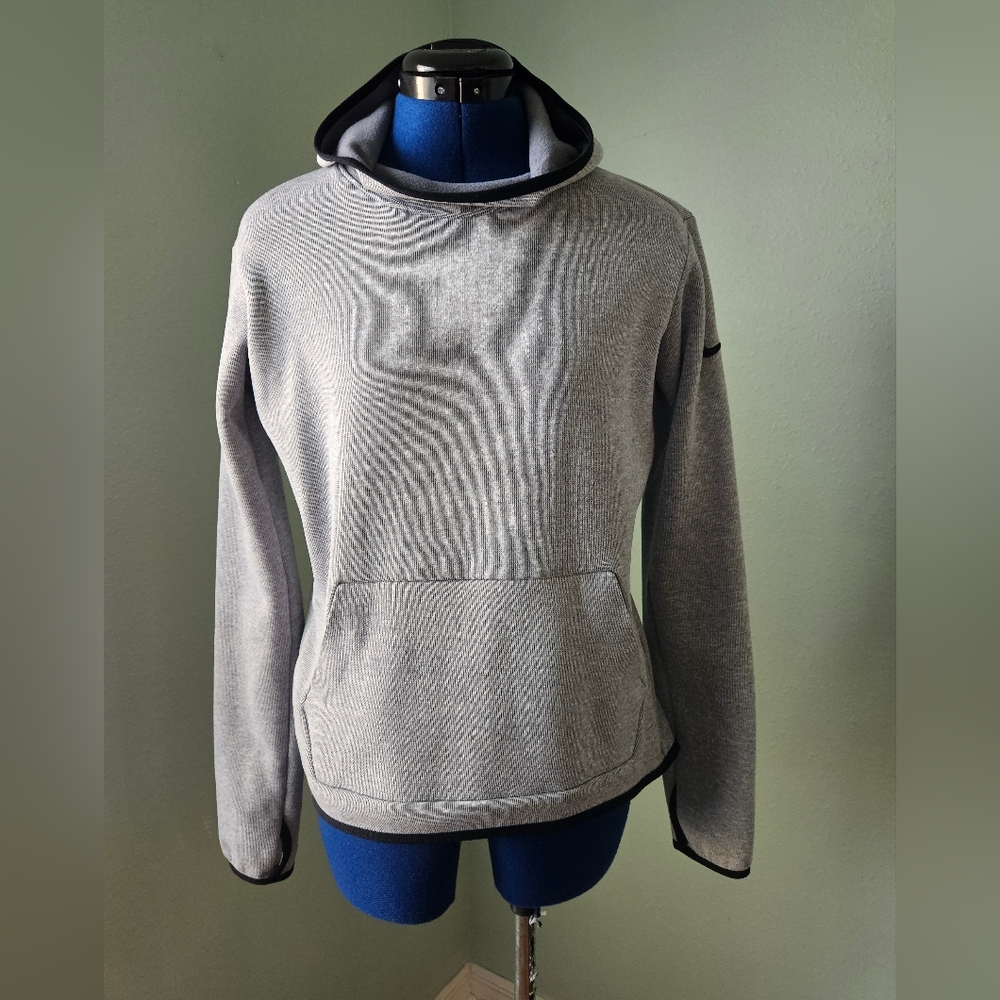 Nike Dri-Fit Grey Hooded Pullover Sweatshirt with Black Trim Women Medium